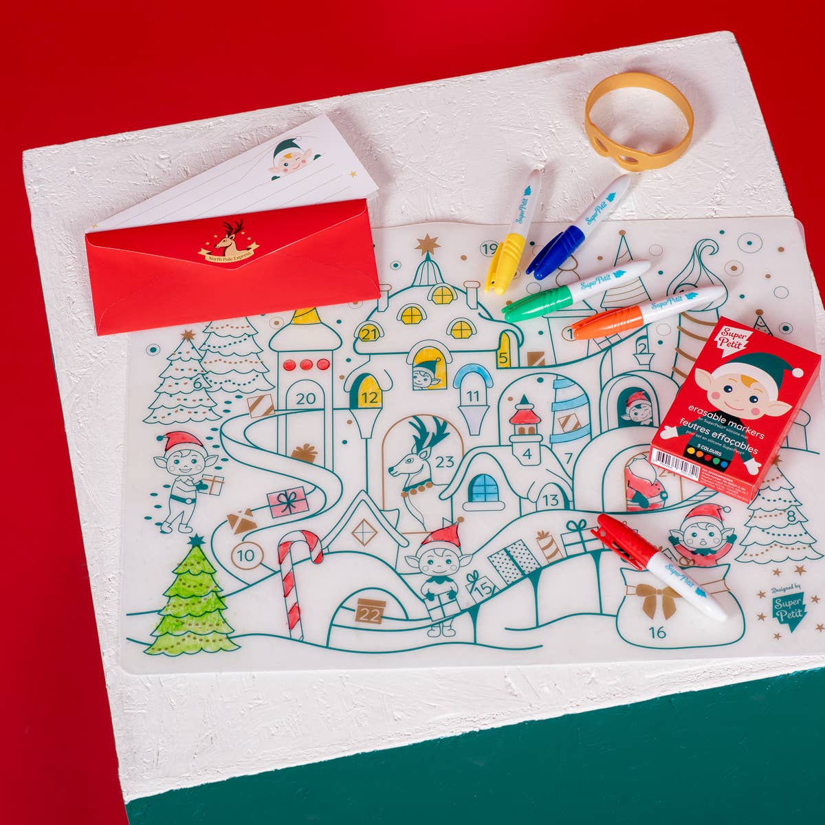Set de coloriage réutilisable en silicone – Village de Noël