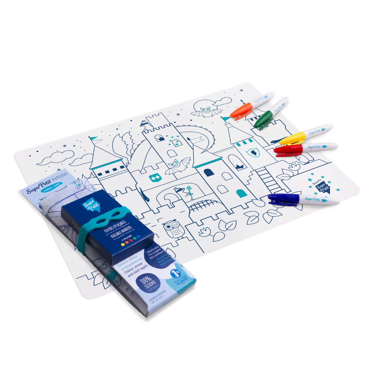 Set de coloriage réutilisable en silicone – Château