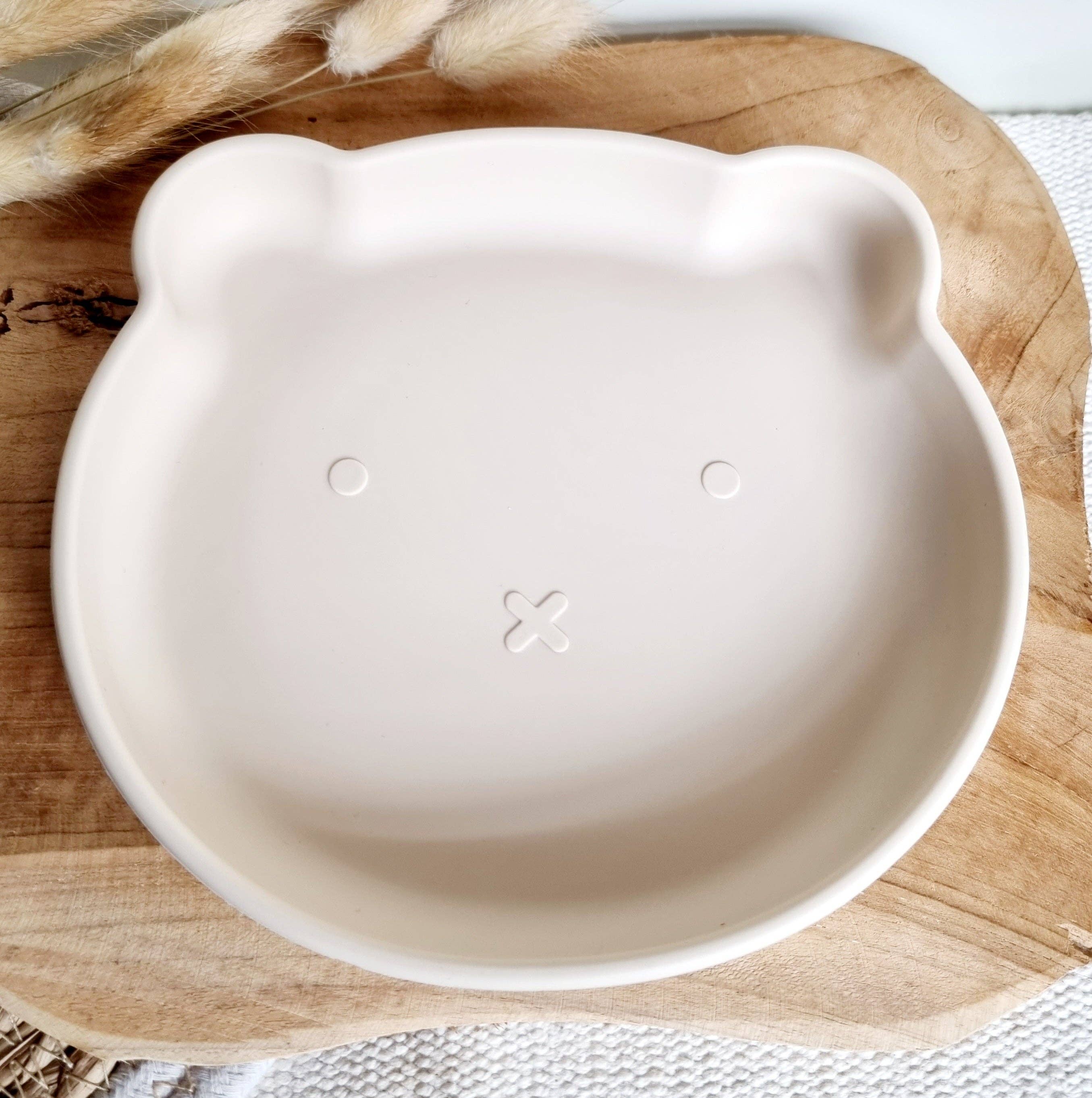 Assiette en silicone avec ventouse - Ours Beige