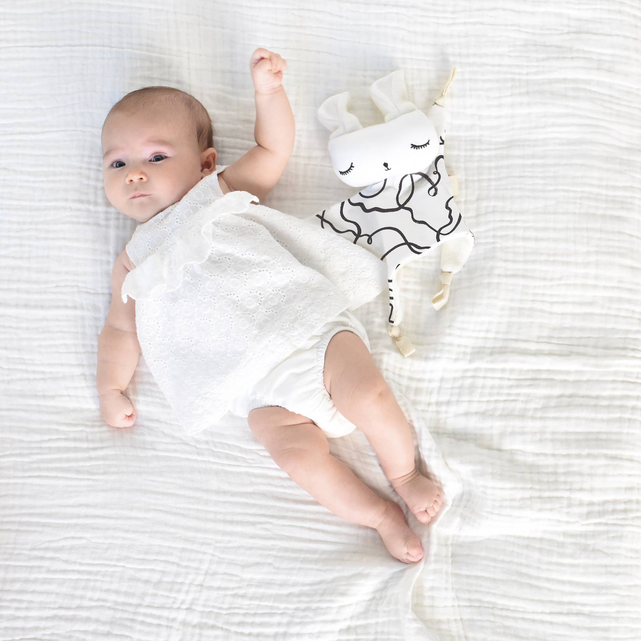 Câlin Lapin - Rubans - Doudou Bébé en Tissu Bio
