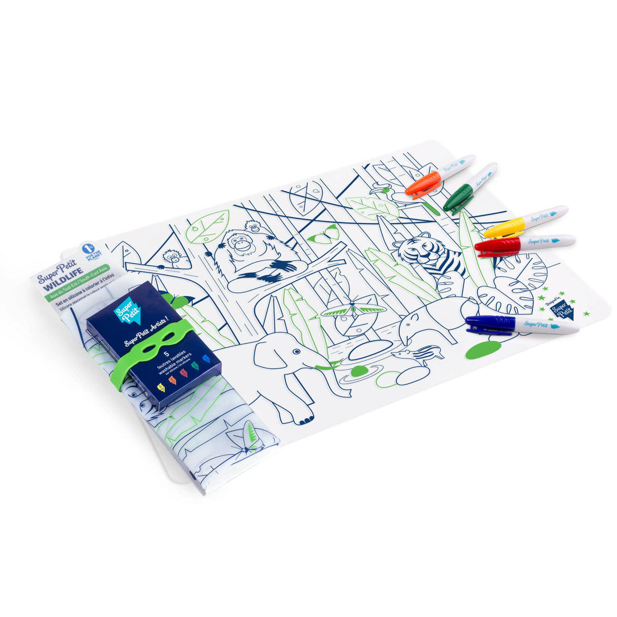 Set de coloriage réutilisable en silicone – Jungle