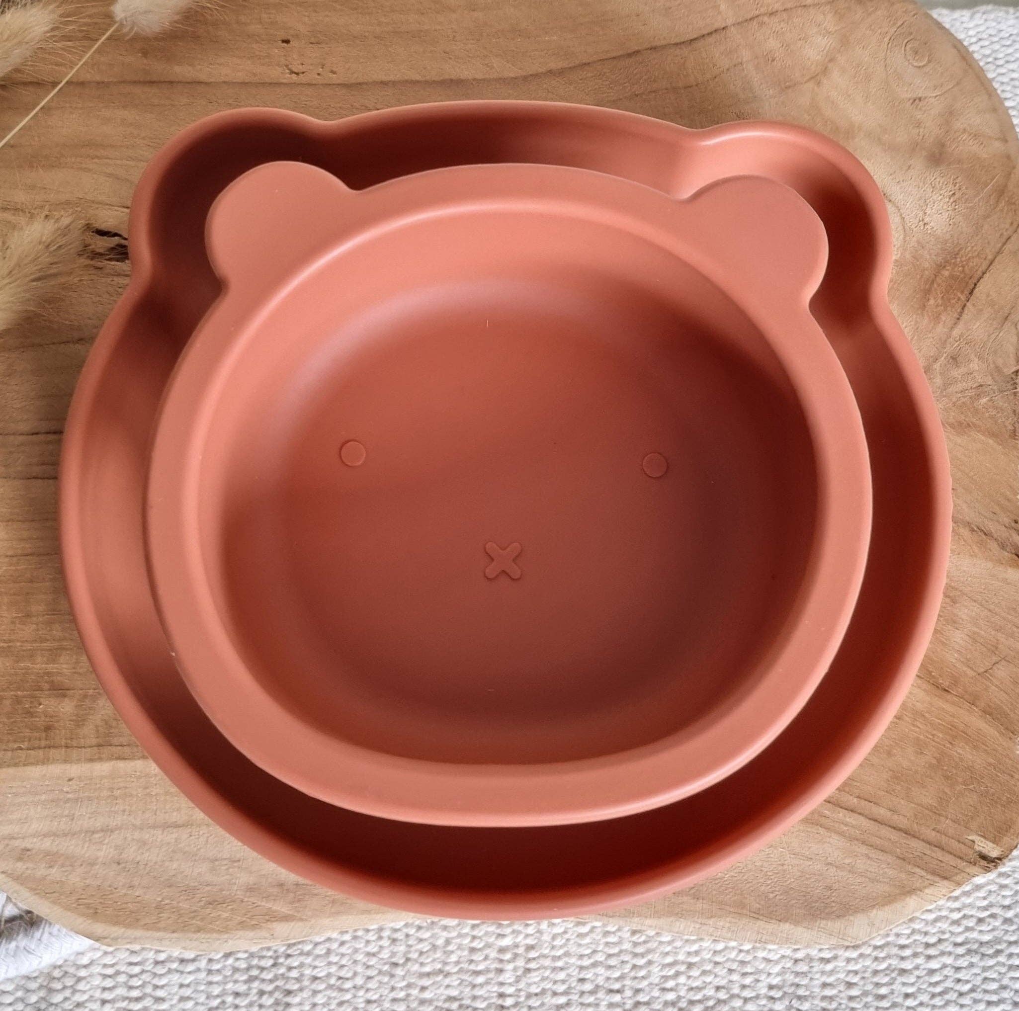 Assiette en silicone avec ventouse - Ours Rouille