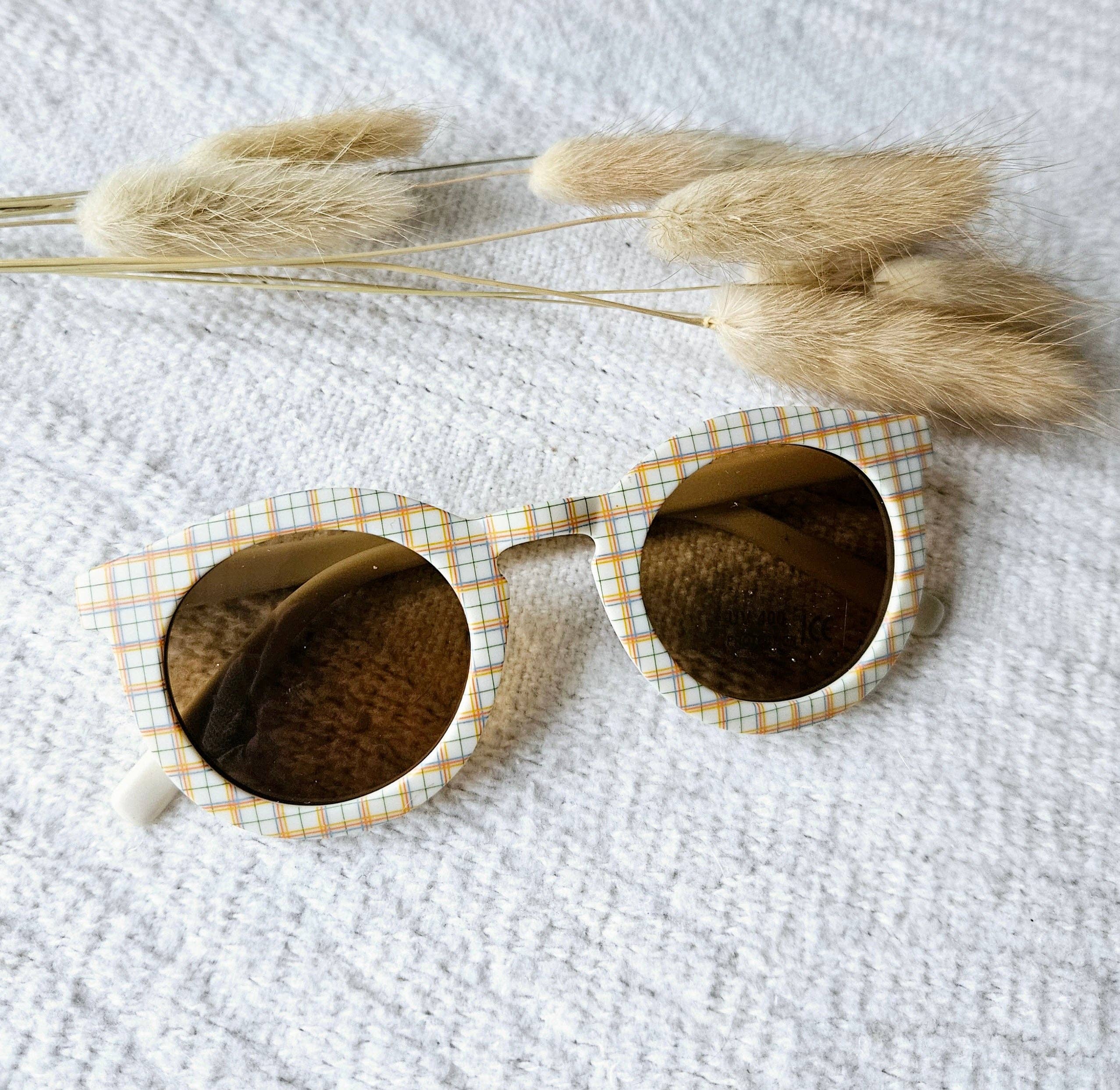 Lunettes de soleil bébé et enfant UV400 à carreaux - Beige
