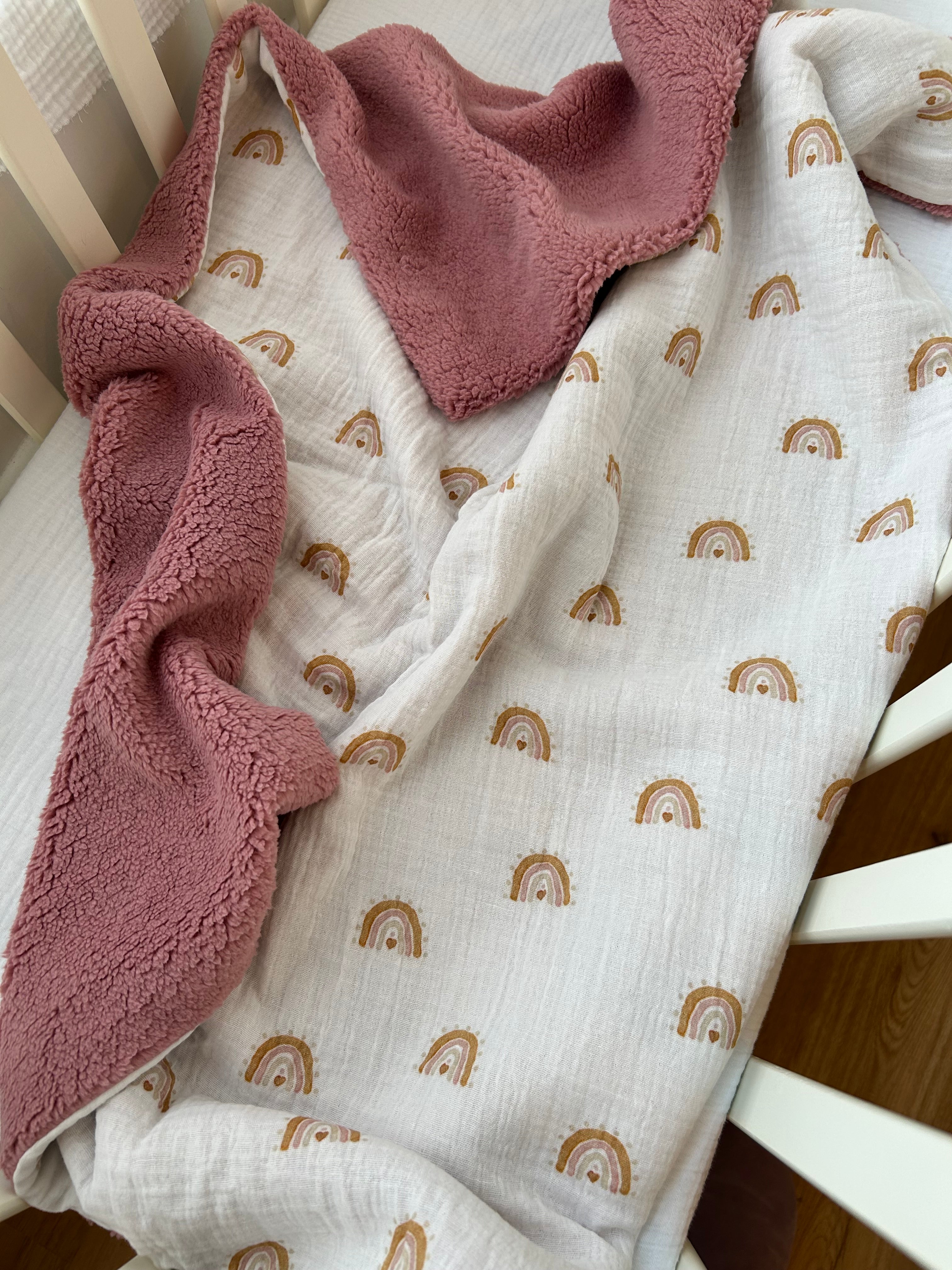Couvertures naissance personnalisées gaze de coton à Motif au choix