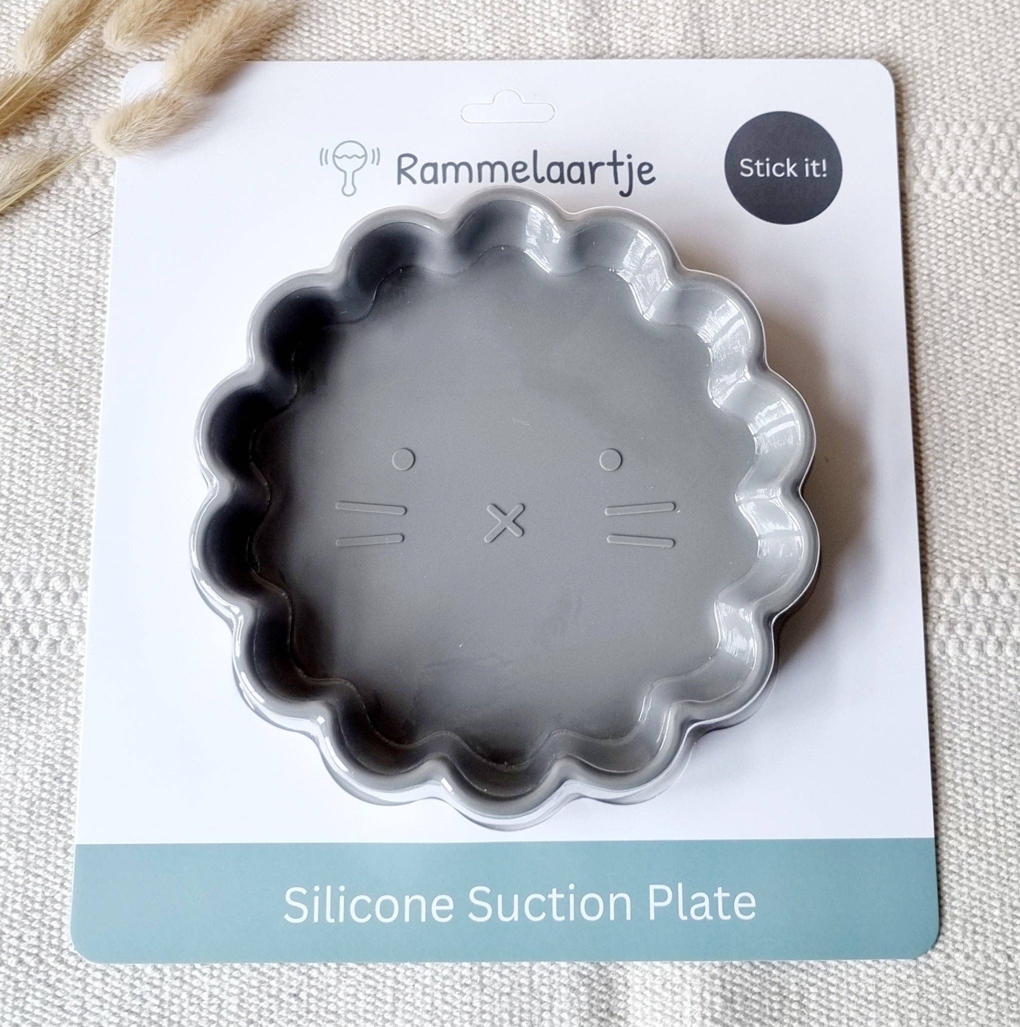 Assiette en silicone avec ventouse forme lion - Gris foncé
