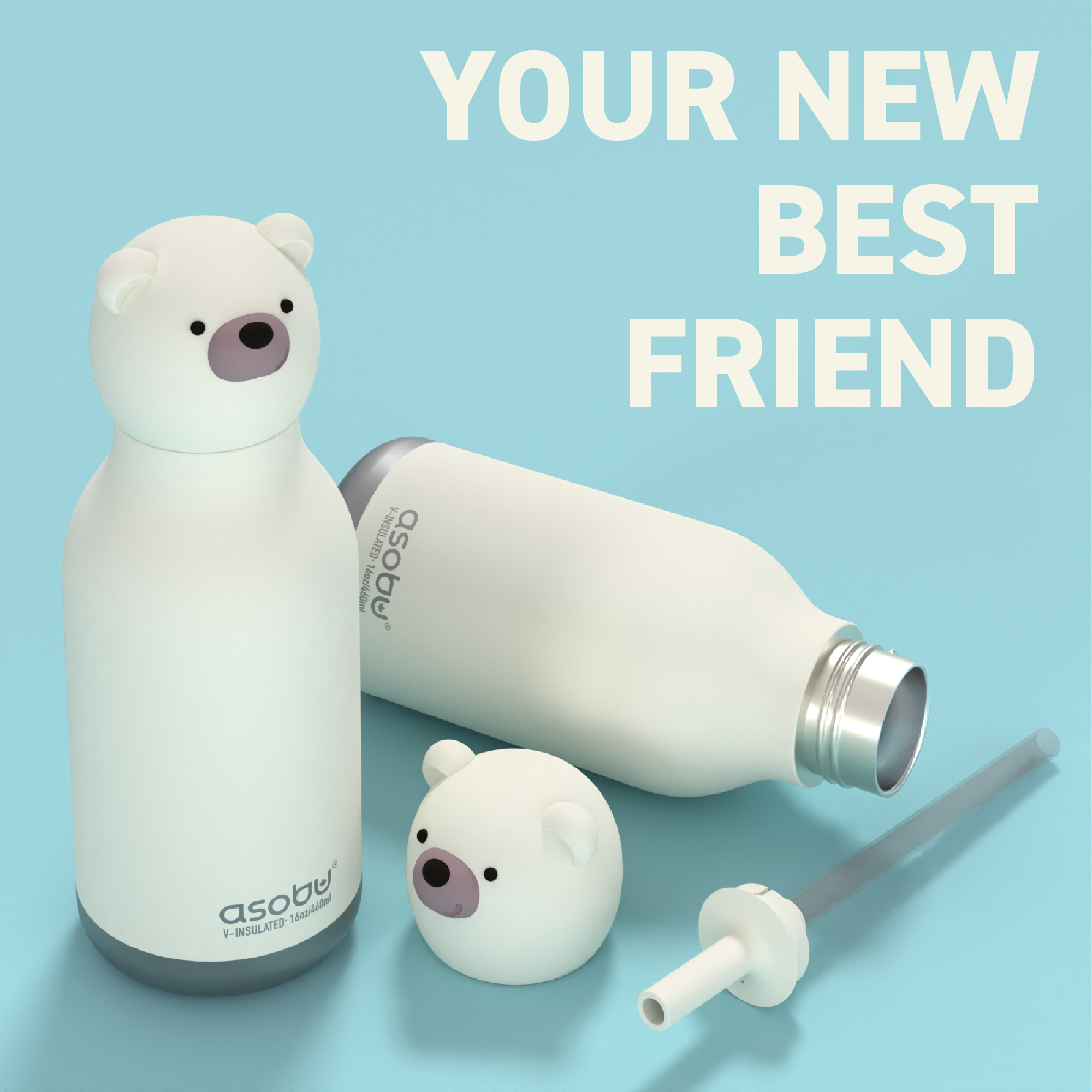 Gourde isotherme Ours blanc Bestie - 460 ml