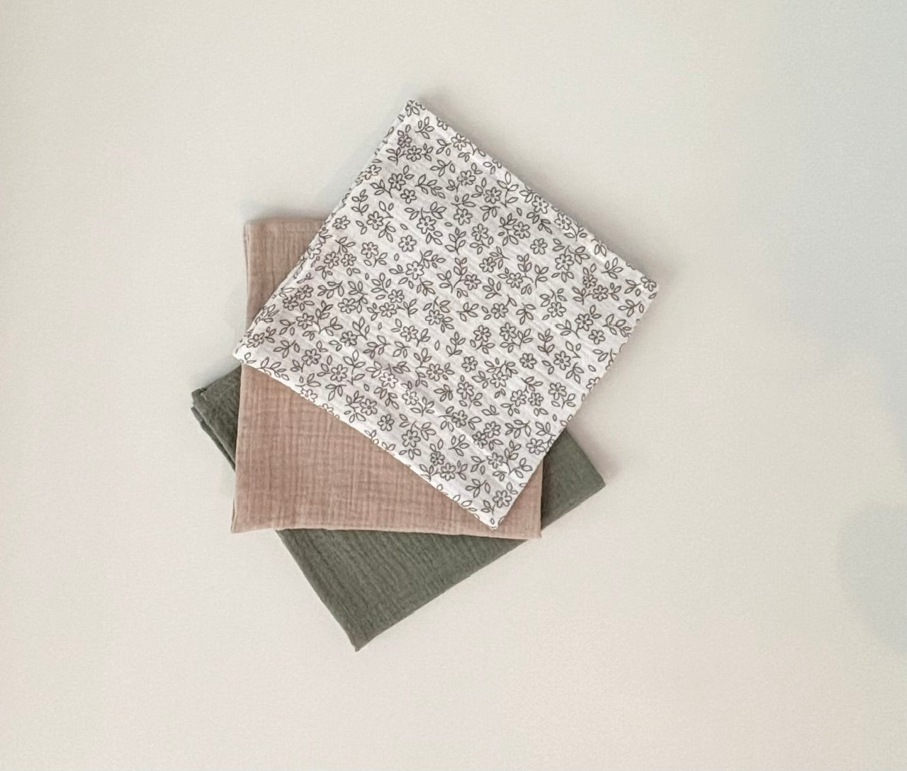 Lot de 3 langes Petite Fleur – 40 × 40 cm