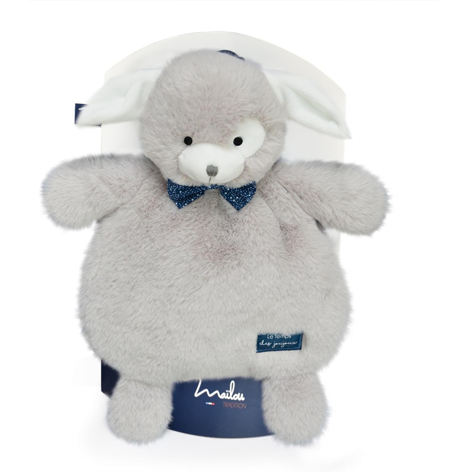 Bouillotte peluche chien gris