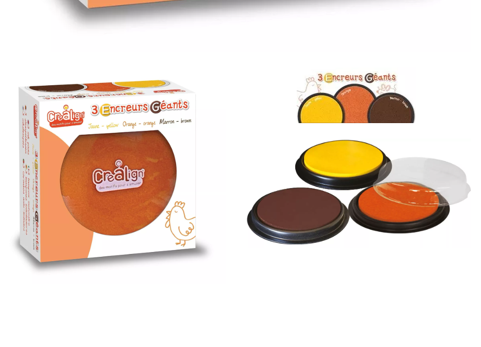 Pack 3 encreurs géants ronds : jaune, orange et marron