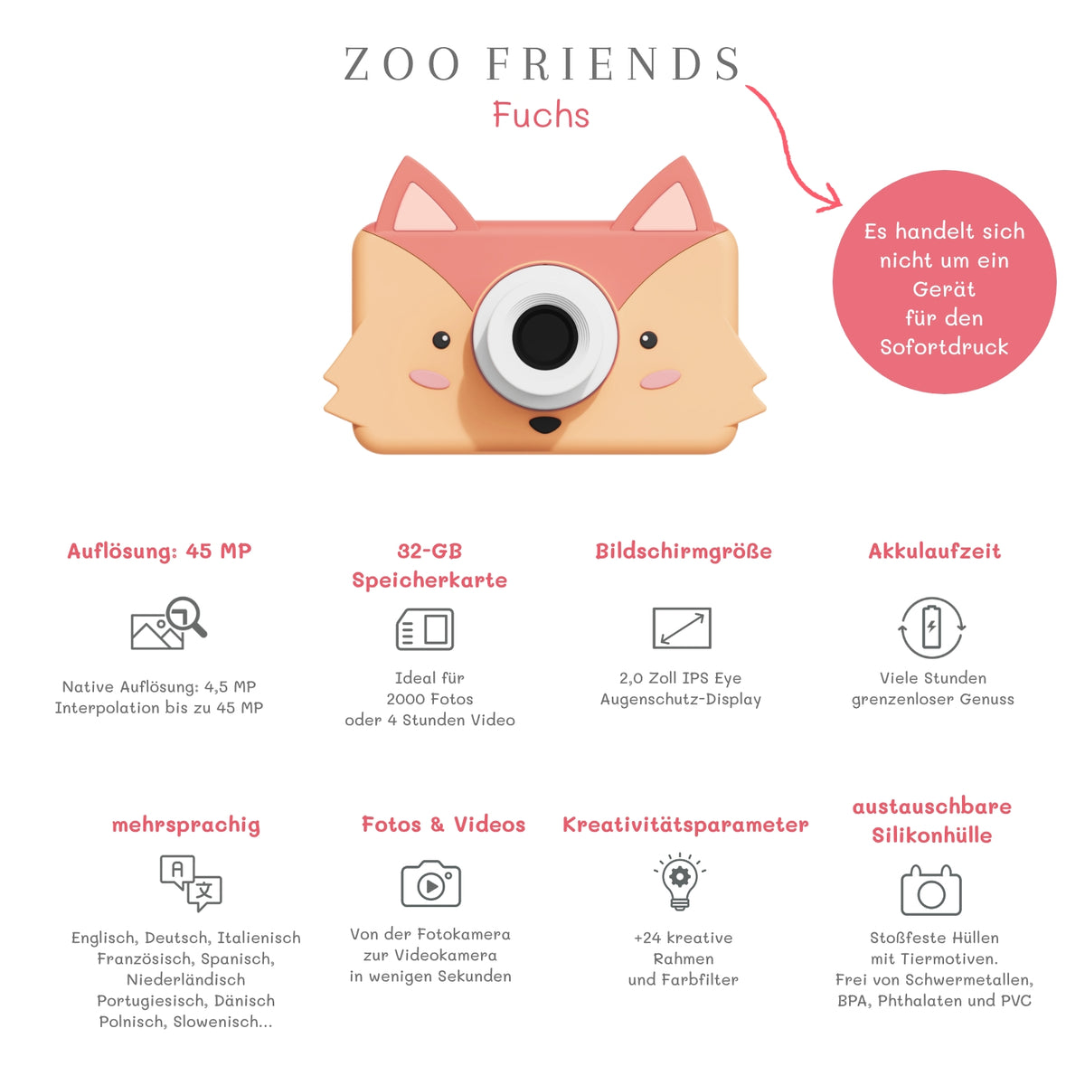 Appareil photo enfant Renard – The Zoofamily