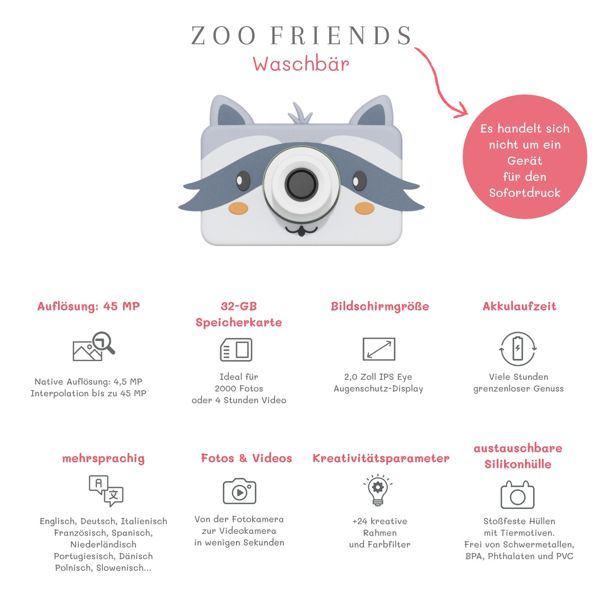 Appareil photo enfant Raton Laveur – The Zoofamily