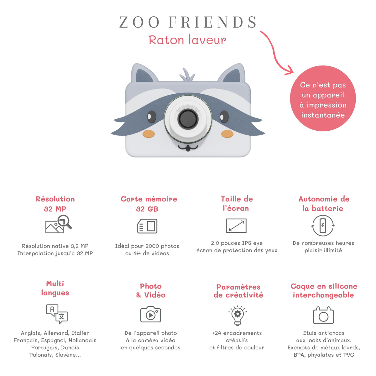 Appareil photo enfant Raton Laveur – The Zoofamily