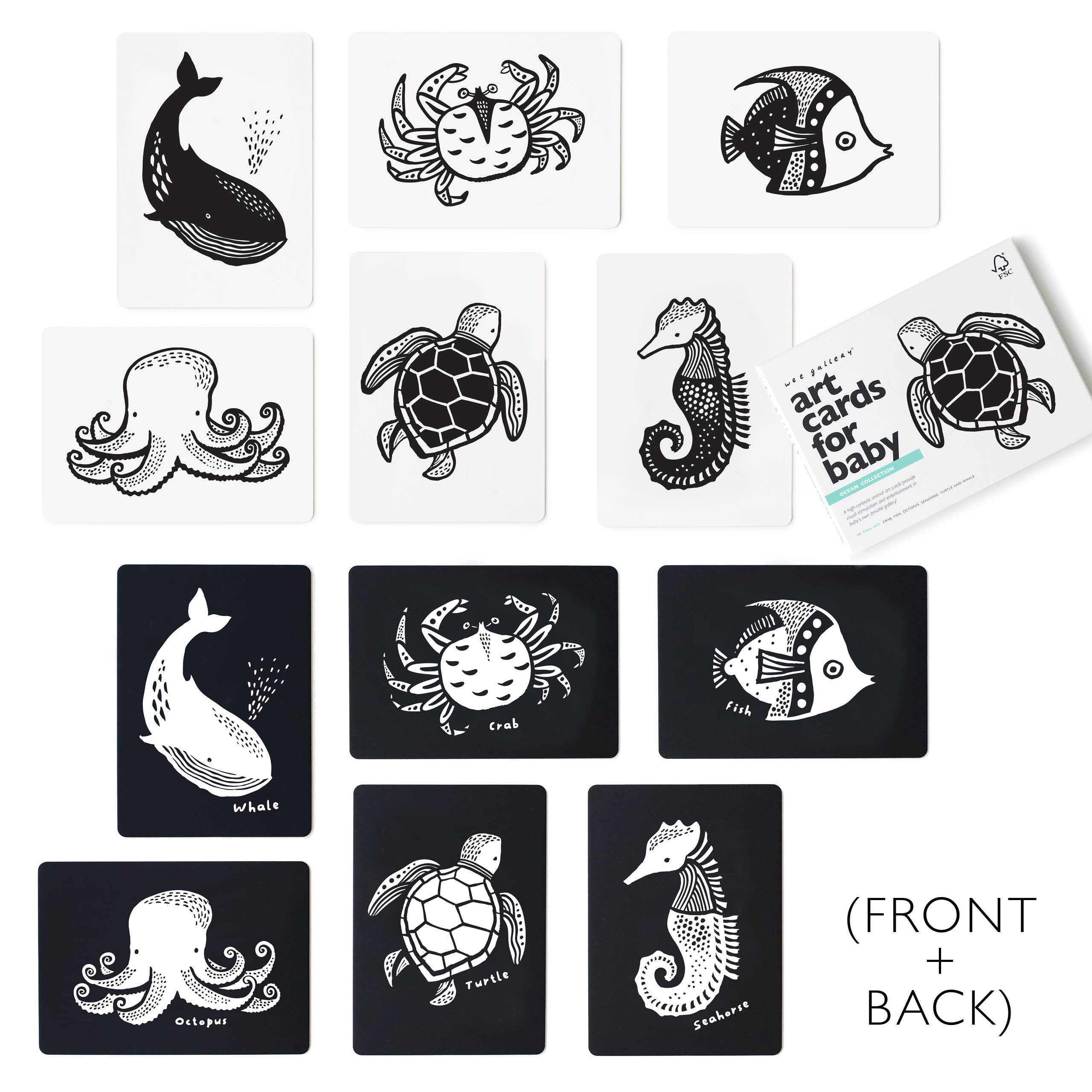 Cartes d'art pour bébé - Animaux marins - Cartes flash pour nourrissons