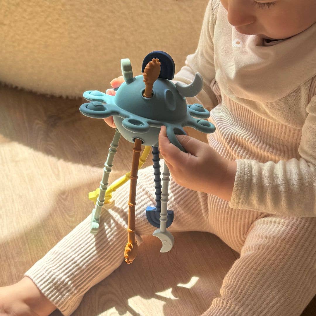 Jouet à tirer OVNI en silicone: Bleu