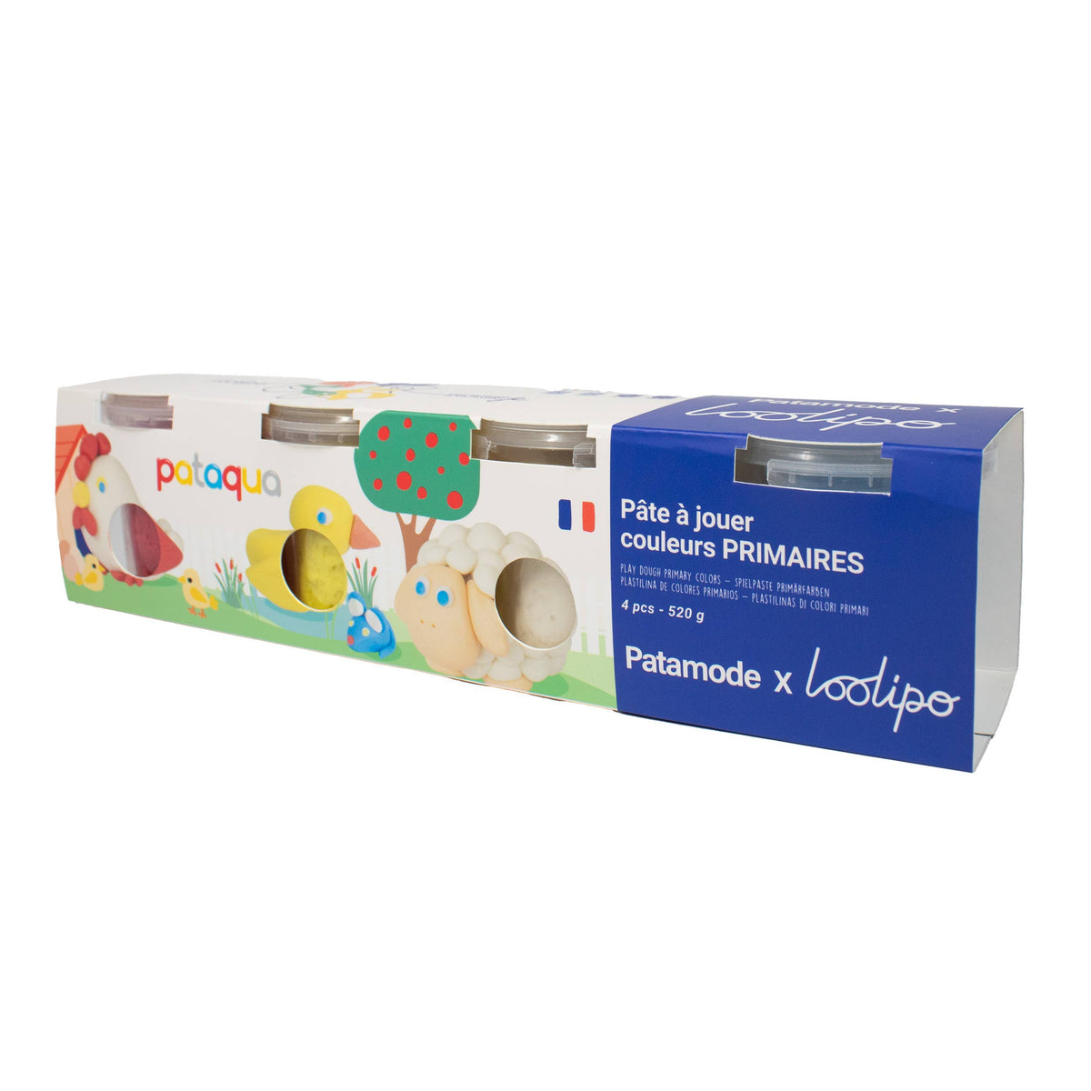 Pâte à jouer végétale – couleurs primaires – 4 × 130 g