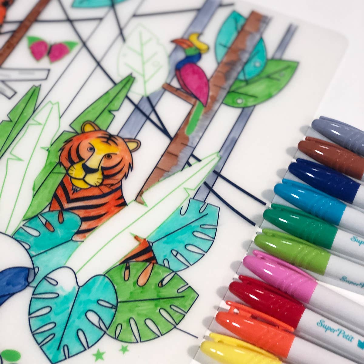 Set de coloriage réutilisable en silicone – Jungle
