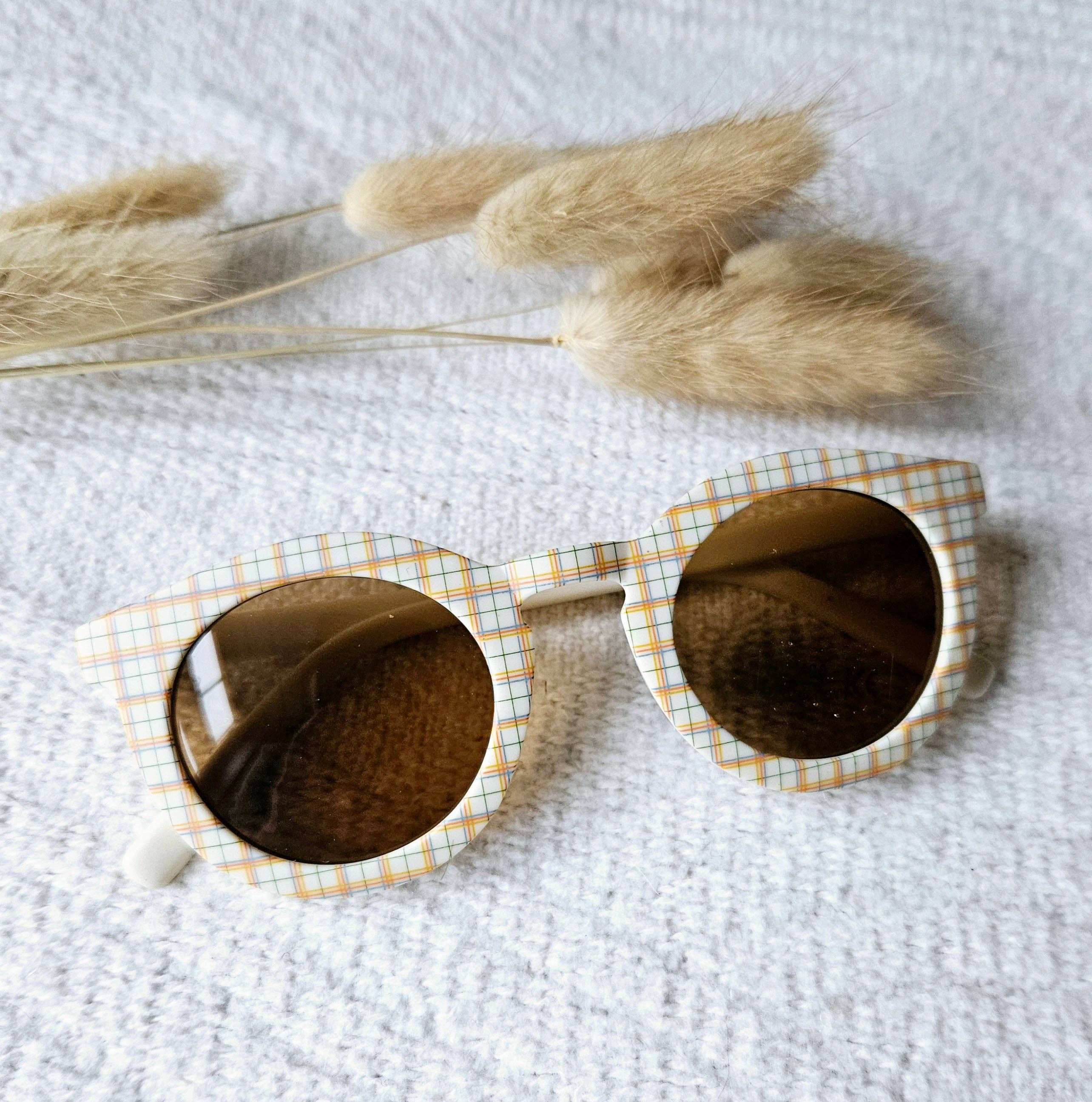 Lunettes de soleil bébé et enfant UV400 à carreaux - Beige