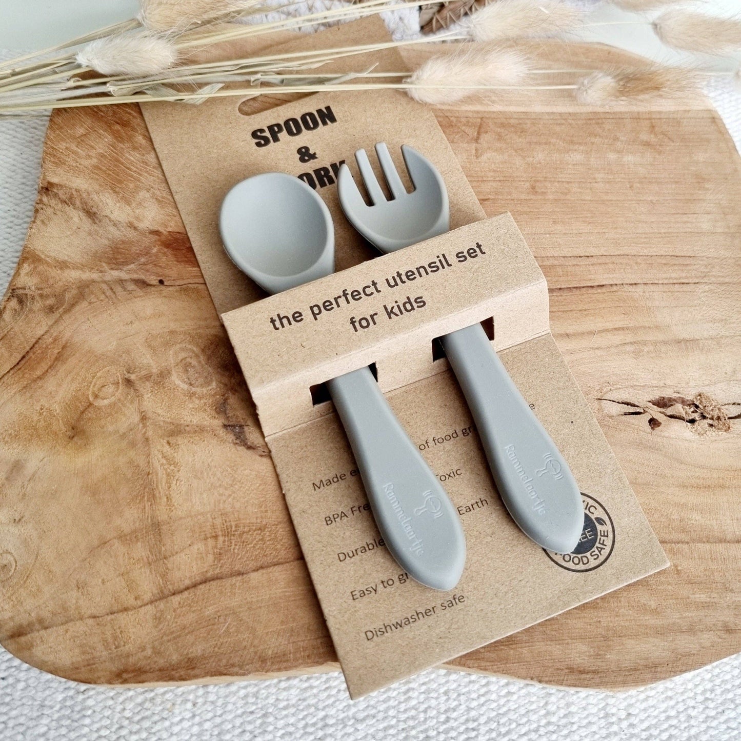 Set de cuillère et fourchette en silicone - Gris foncé