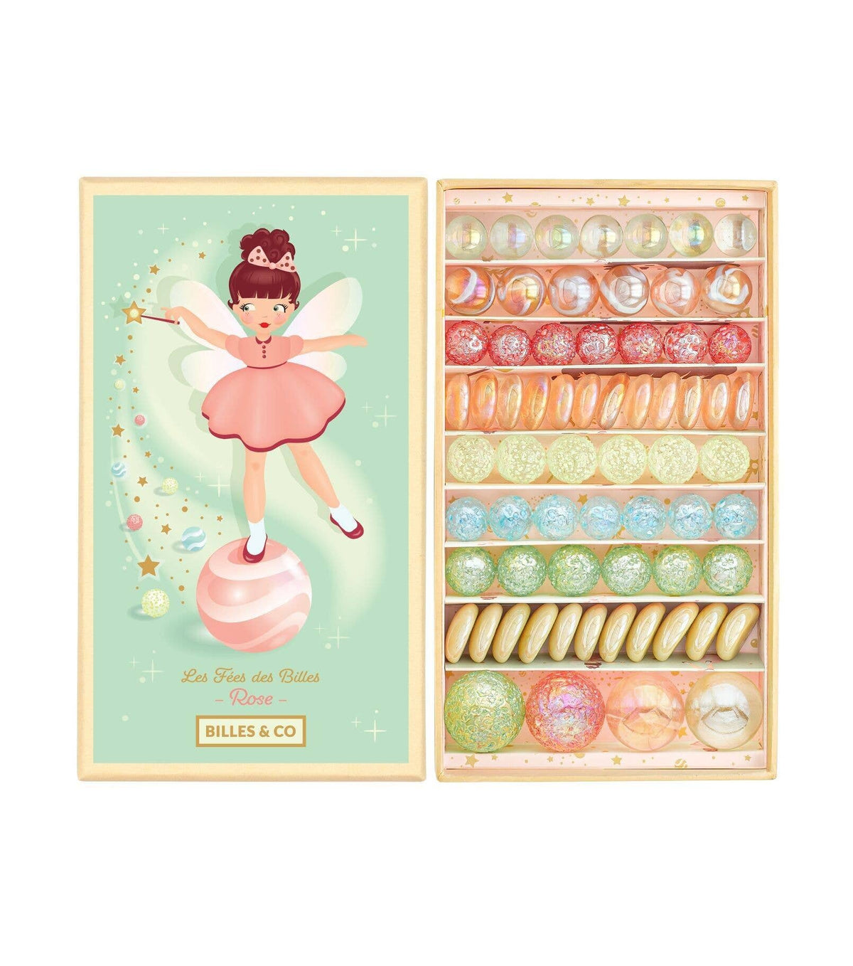 Grand coffret de billes – Trésor de la Fée Rose – 66 pièces