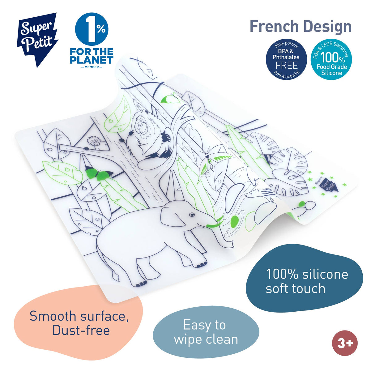 Set de coloriage réutilisable en silicone – Jungle