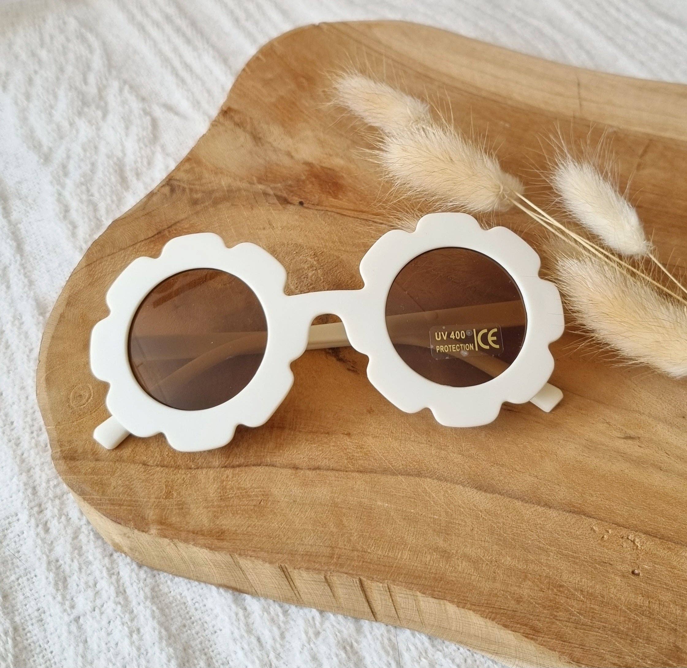 Lunettes de soleil pour enfants UV400 en forme de fleur - Beige