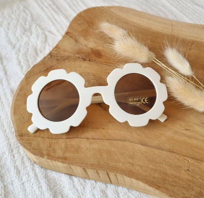 Lunettes de soleil pour enfants UV400 en forme de fleur - Beige