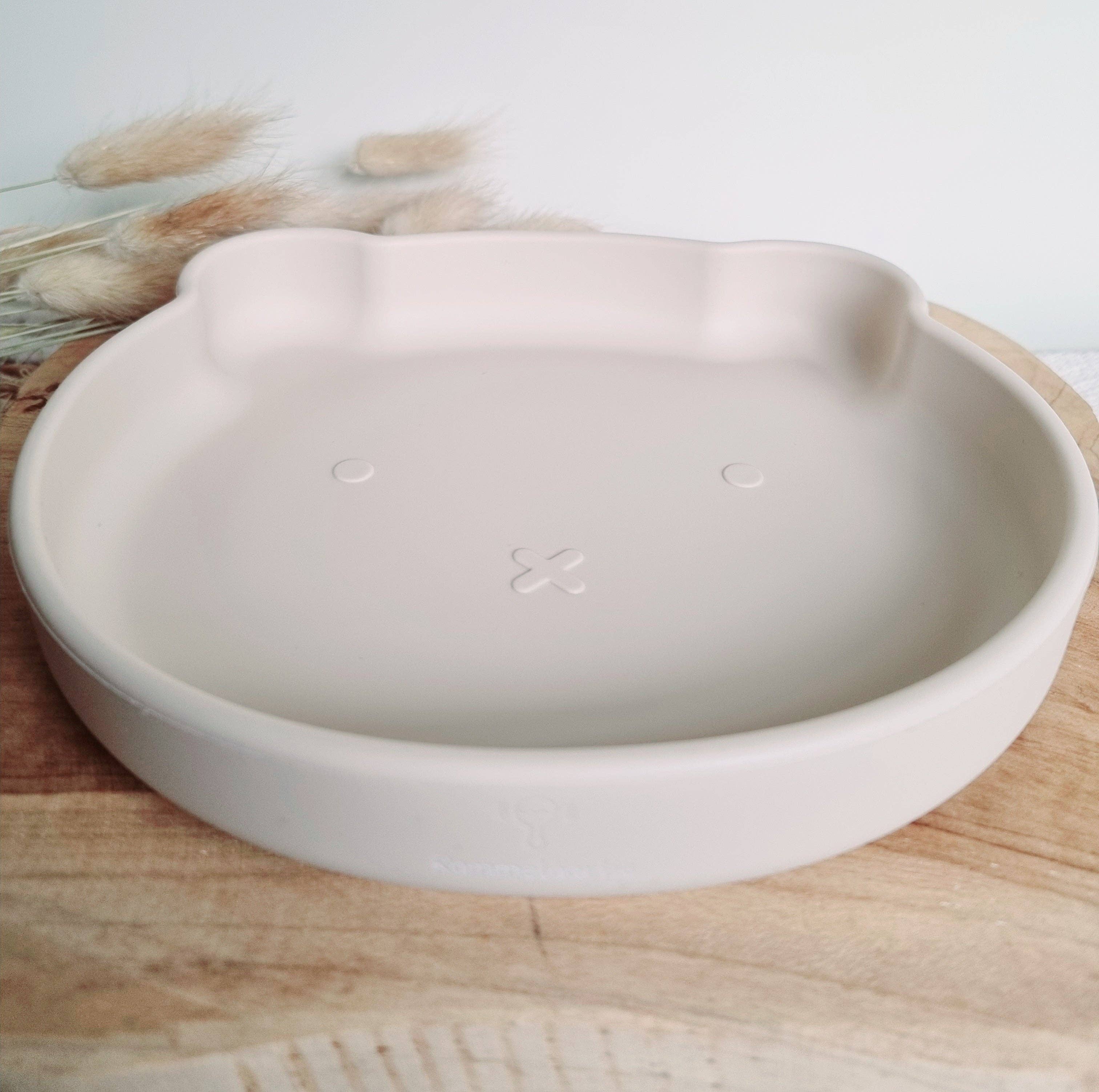 Assiette en silicone avec ventouse - Ours Beige