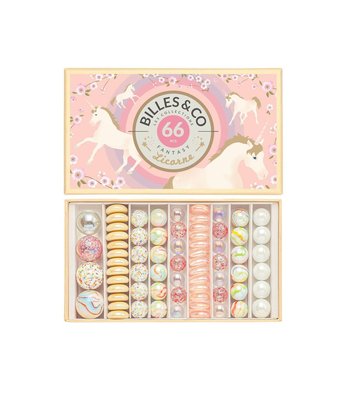 Grand coffret de billes – Licorne – 68 pièces