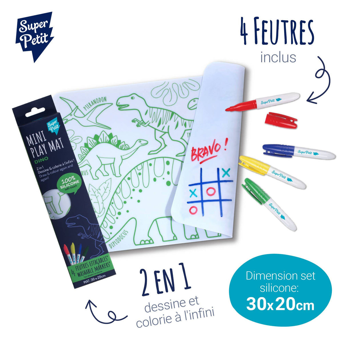 Mini set de coloriage réutilisable en silicone – Dino