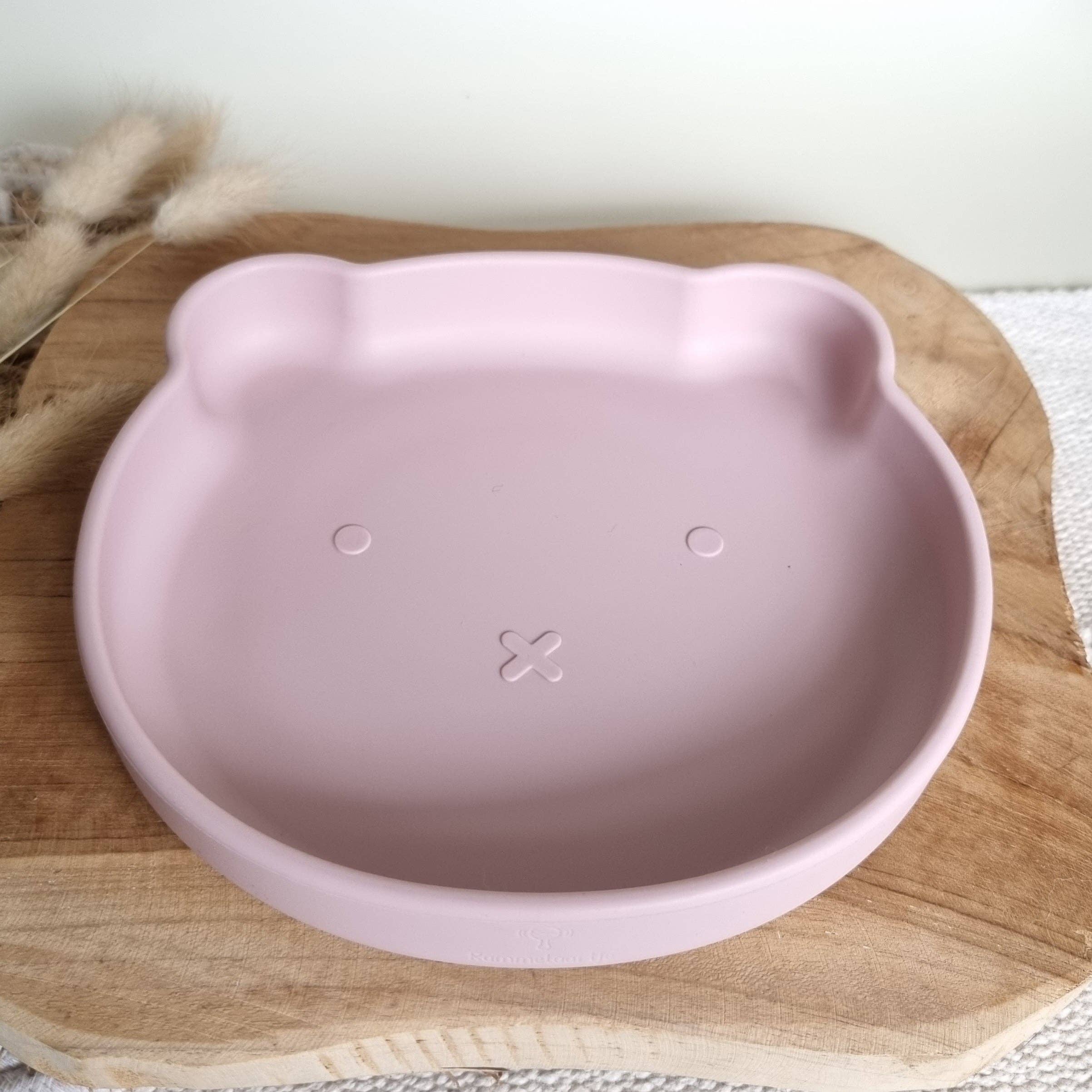 Assiette en silicone avec ventouse - Ours Rose doux