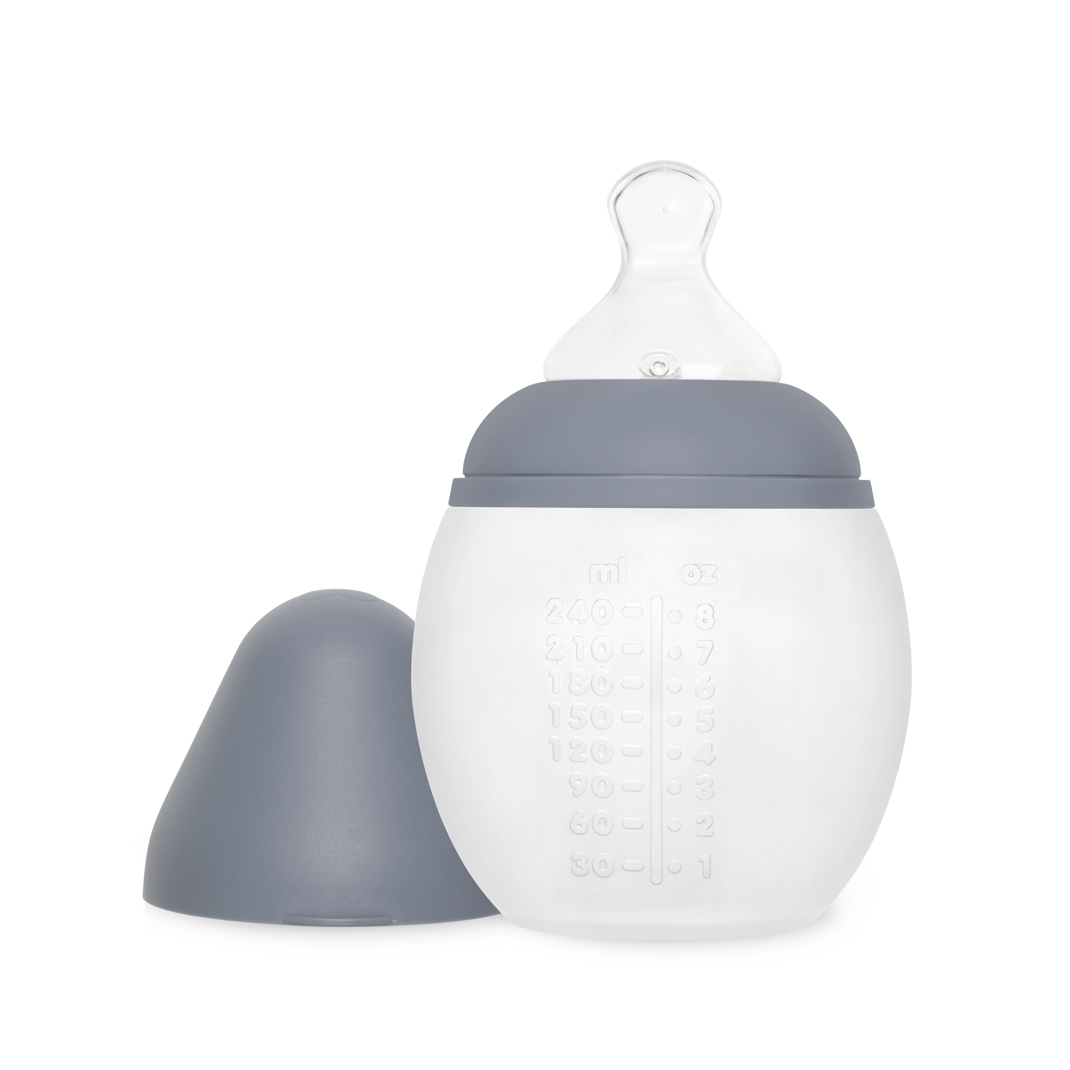 Biberon en silicone 240 ml - Gris bleu