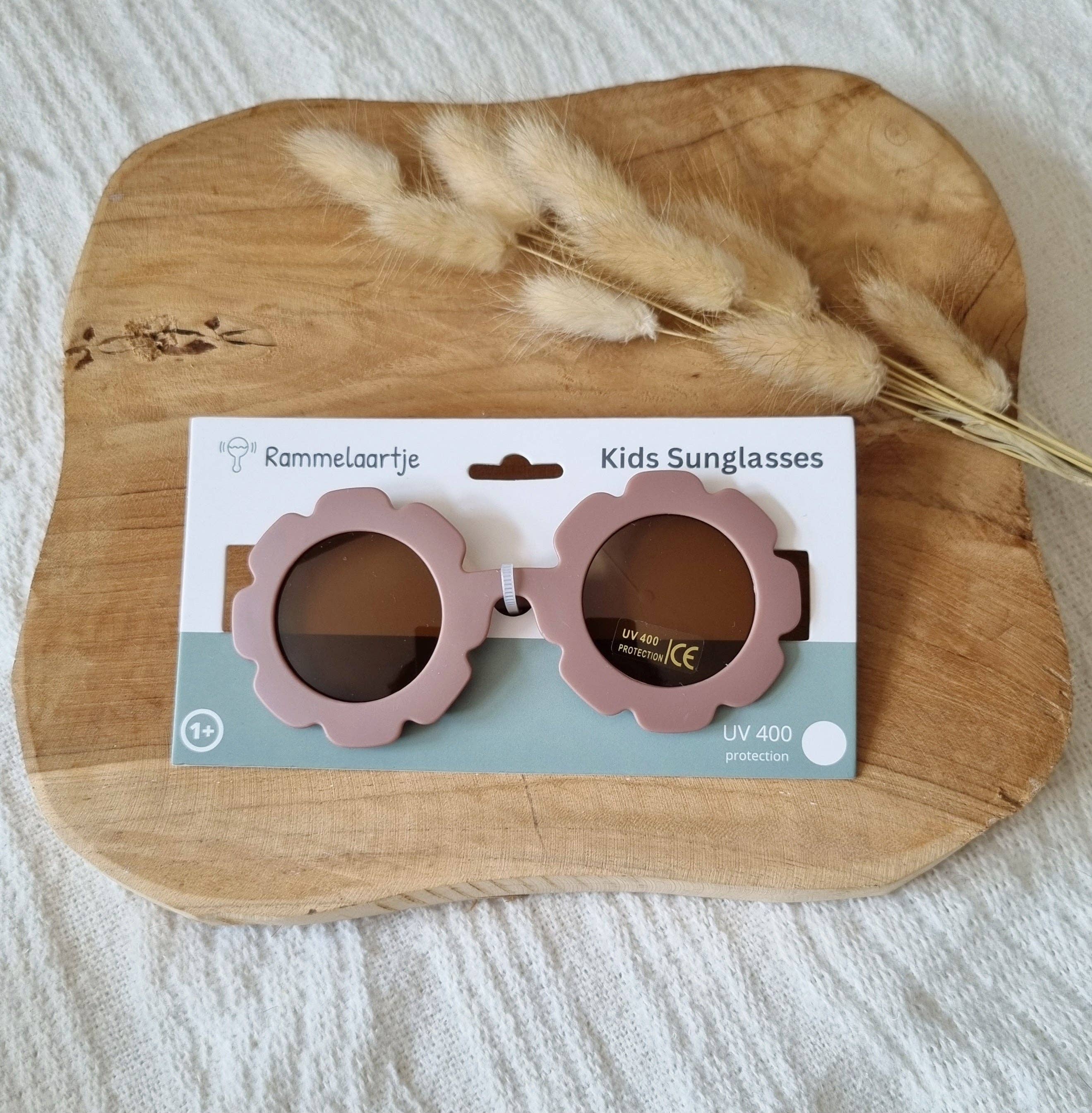 Lunettes de soleil enfant UV400 motif fleur - vieux rose