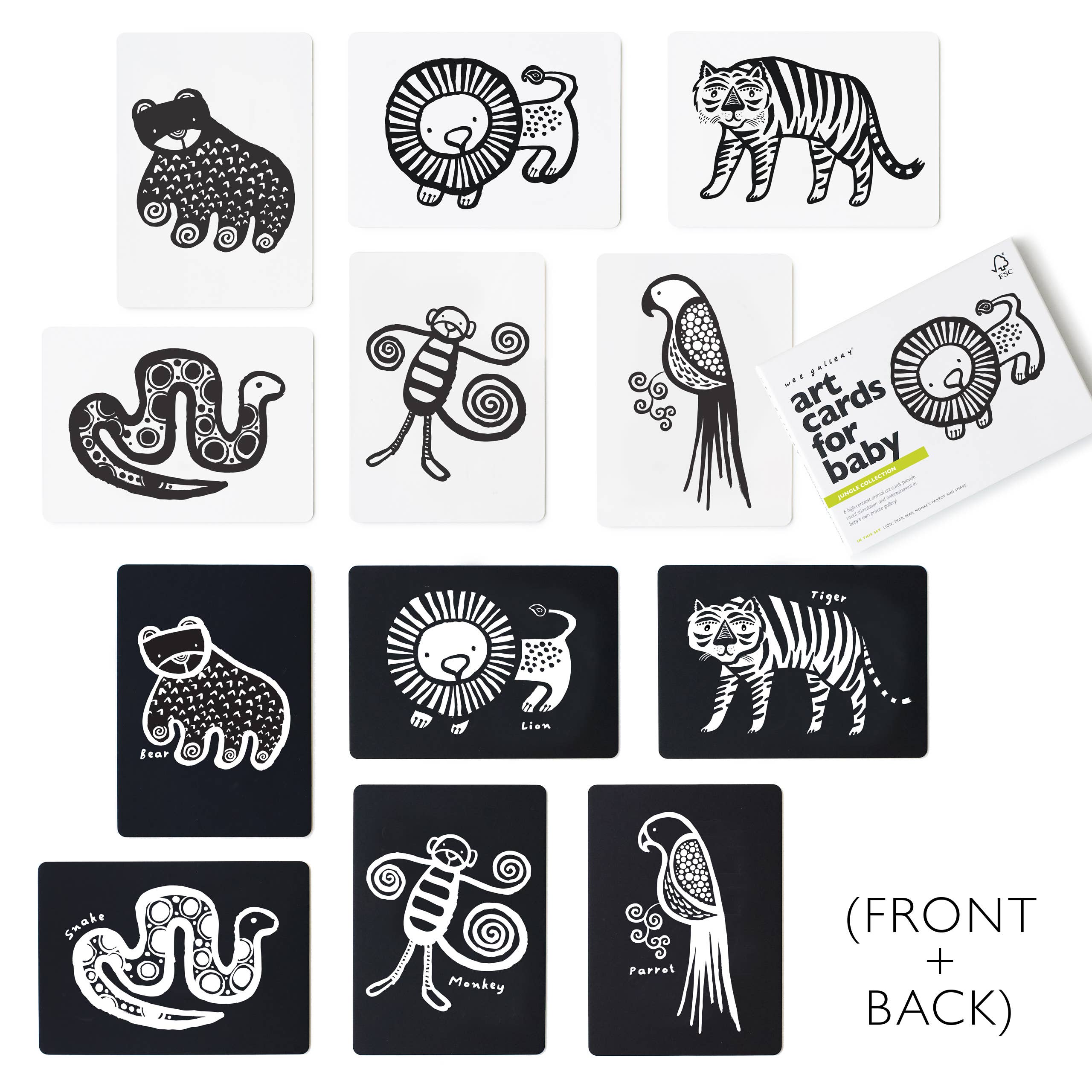 Cartes d'art pour bébé - Animaux de la jungle - Cartes flash pour nourrissons