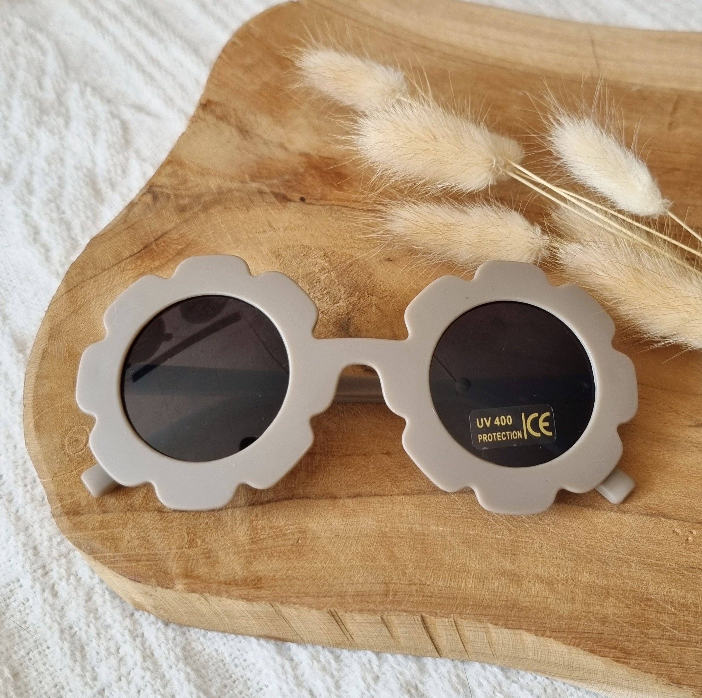 Lunettes de soleil pour enfants UV400 forme fleur - Taupe