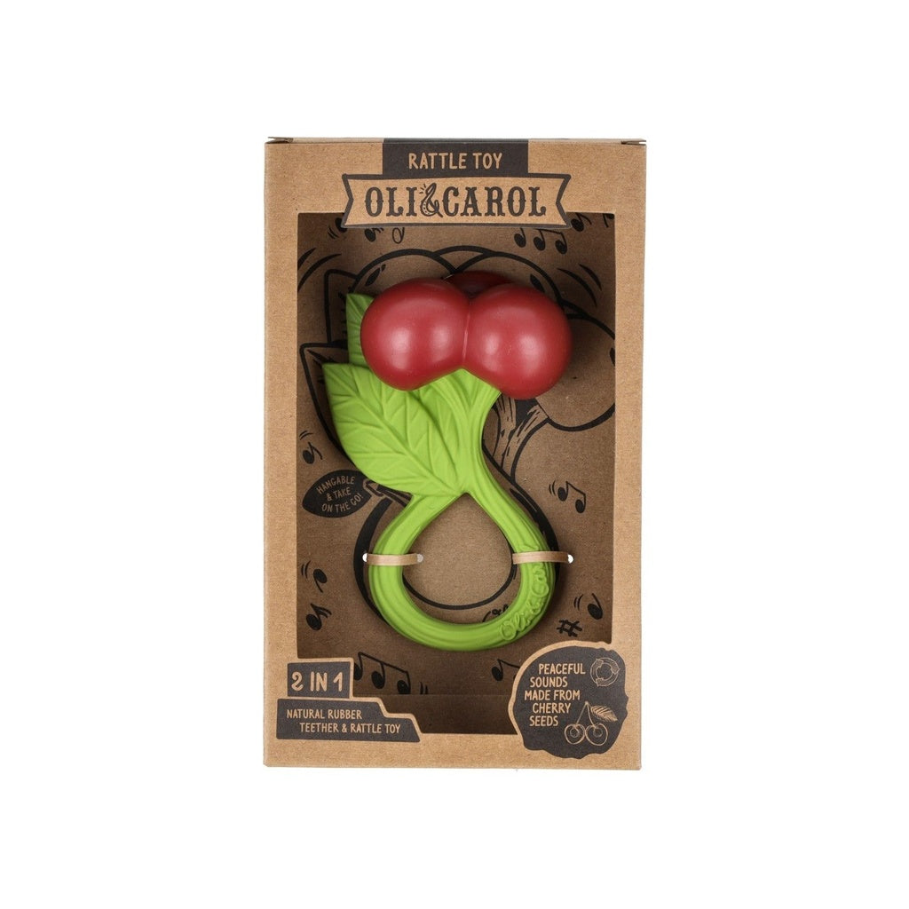 Hochet cerise en caoutchouc naturel – Oli & Carol – Dès la naissance