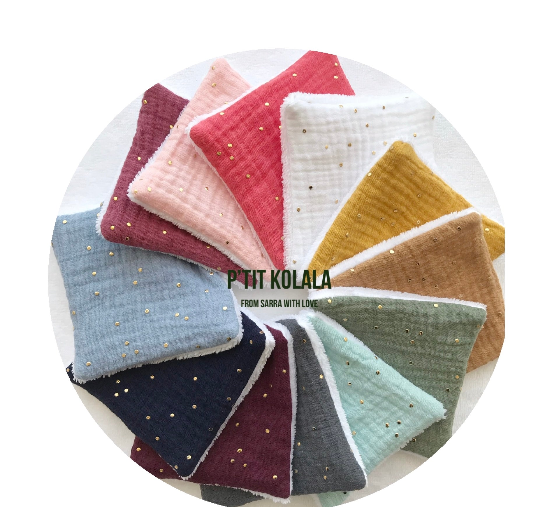 Lingettes lavables (plusieurs couleurs au choix)