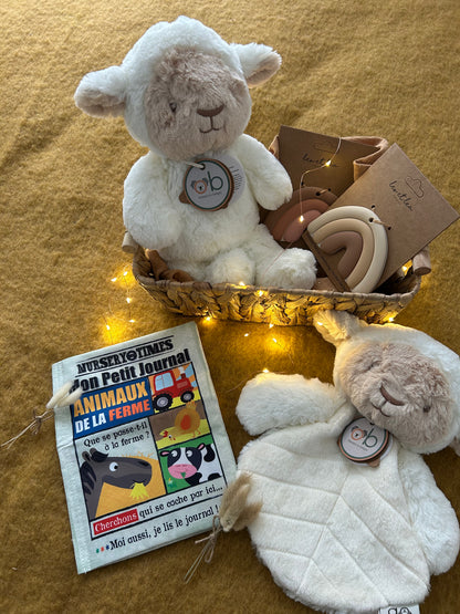 Doudou plat mouton  Blanc 30 CM