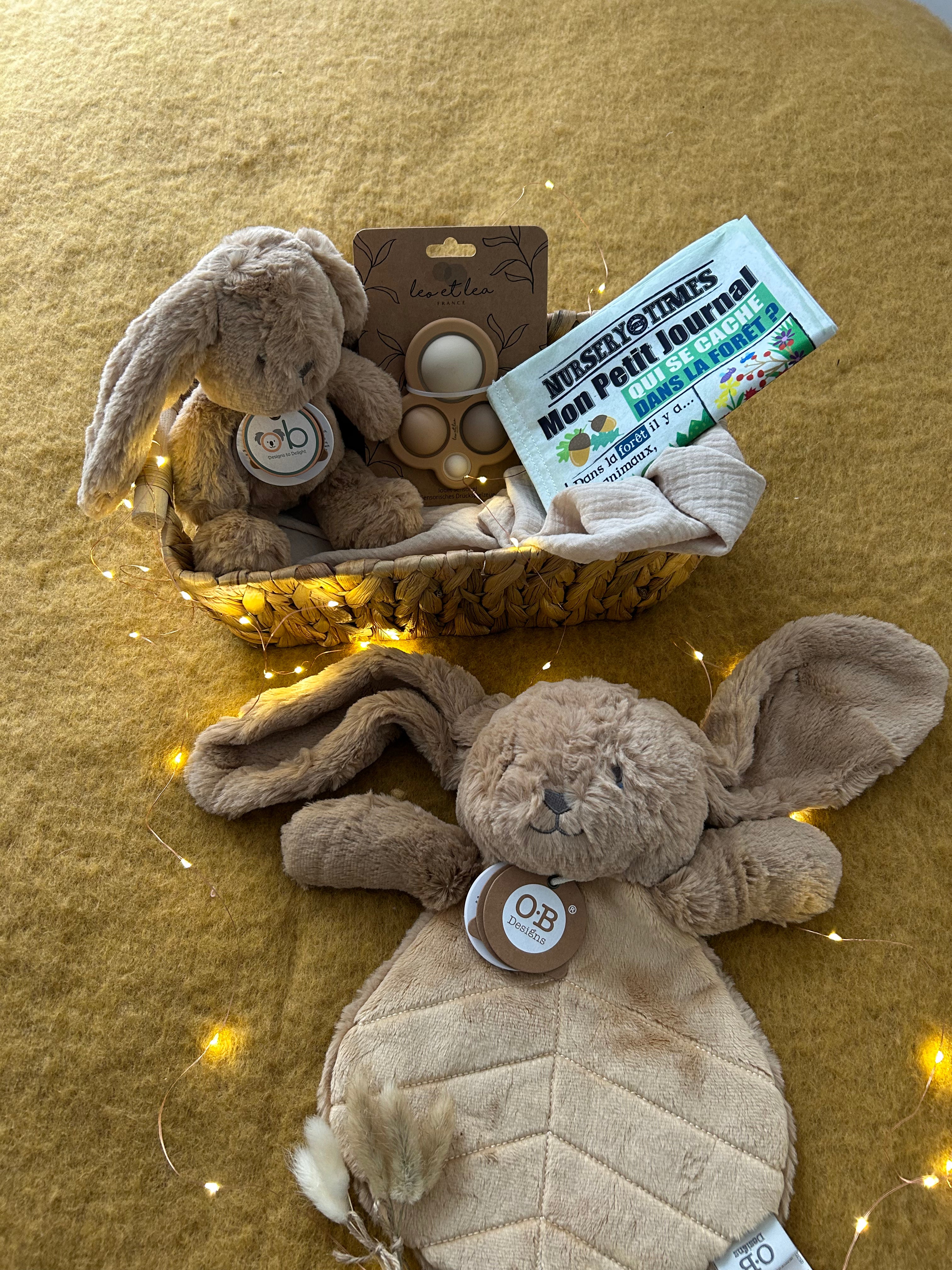 Doudou plat lapin - Caramel