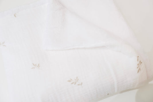 Couverture bébé personnalisée collection Murmure de feuilles Ecru