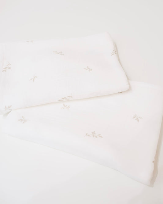 Lange bébé – Murmure de Feuilles Écru