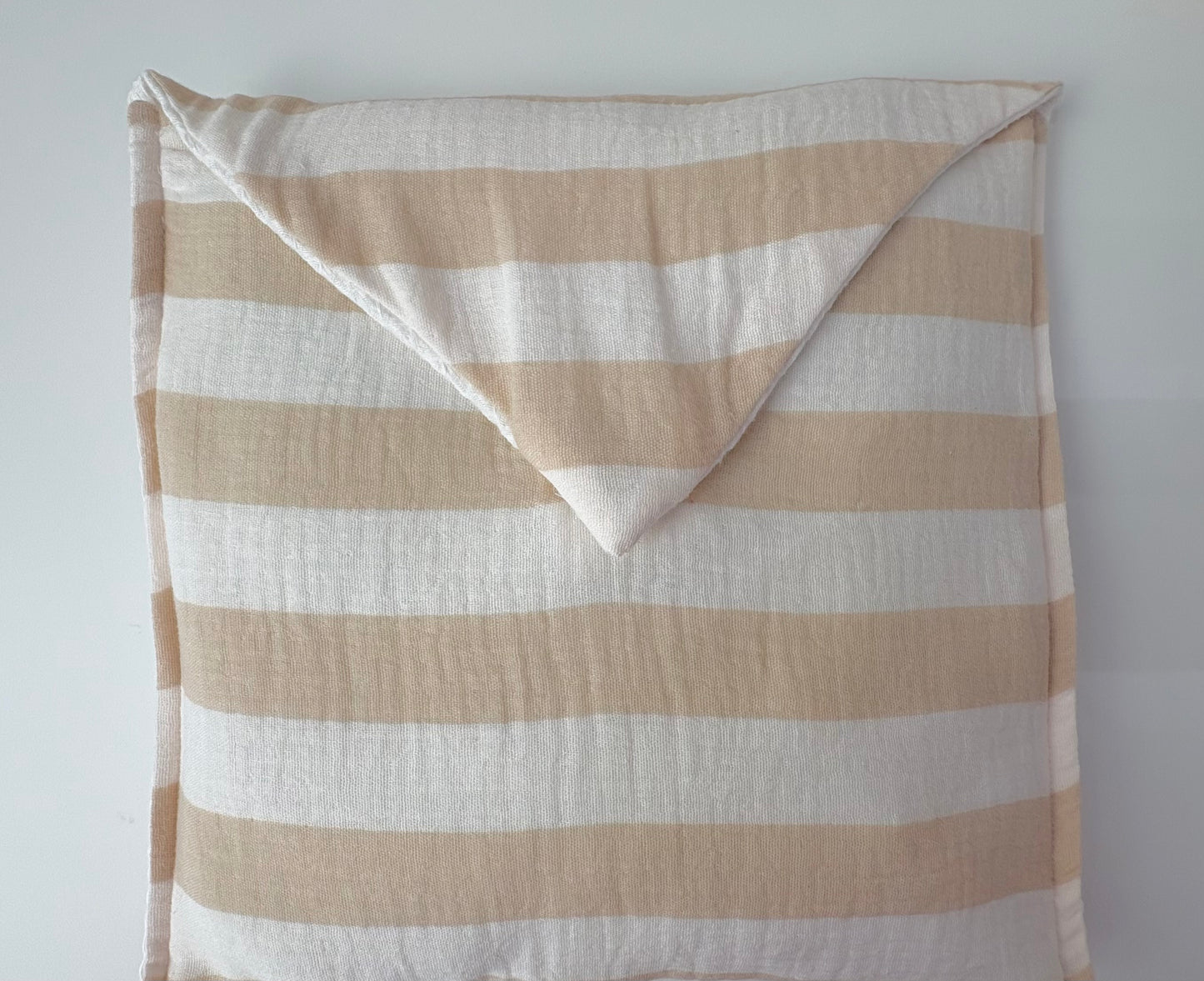 Parure de Plage "Rivage" – Trio en Gaze de Coton Rayée Ecru
