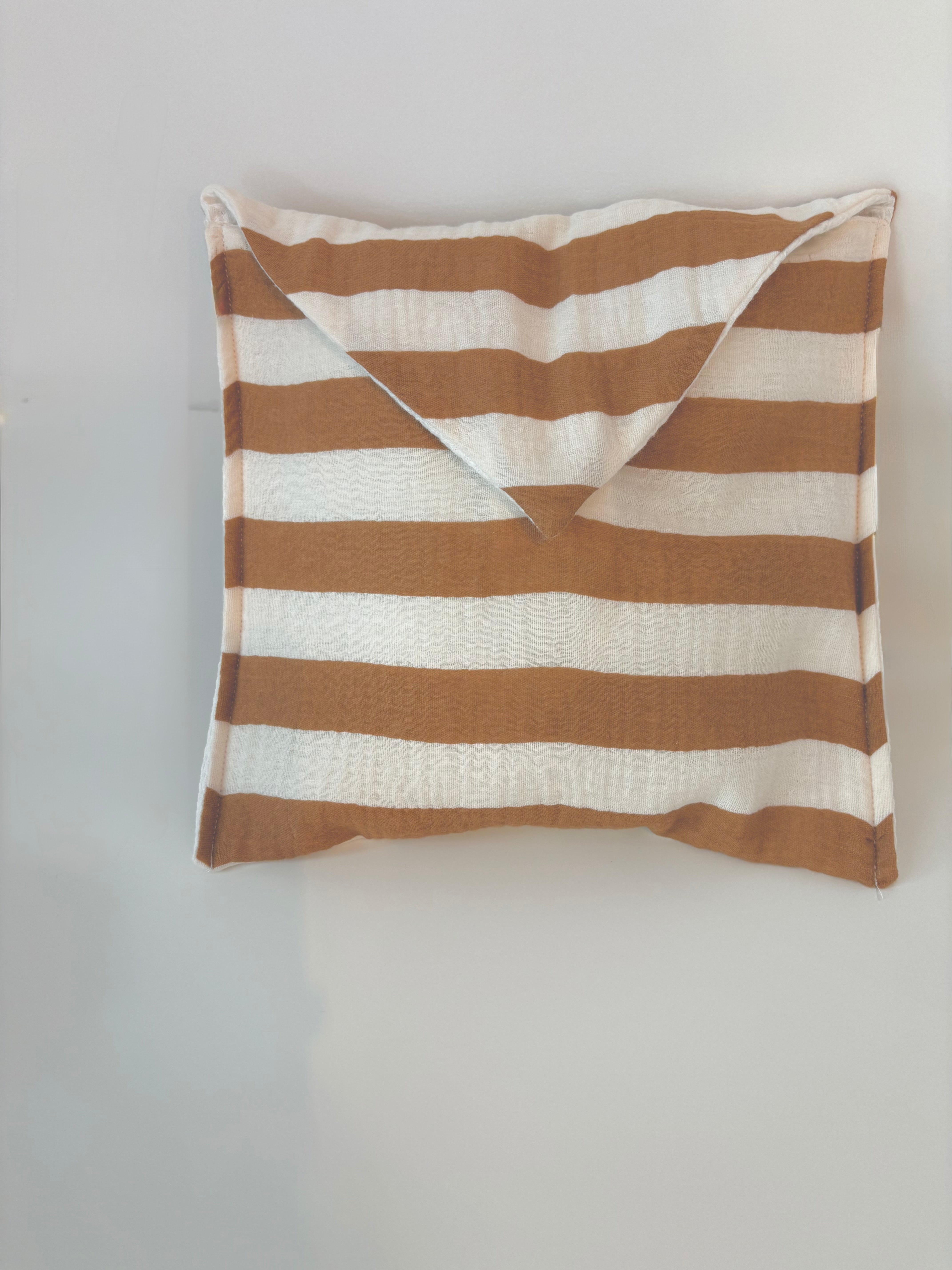 Parure de Plage "Rivage" – Trio en Gaze de Coton Rayée Moka