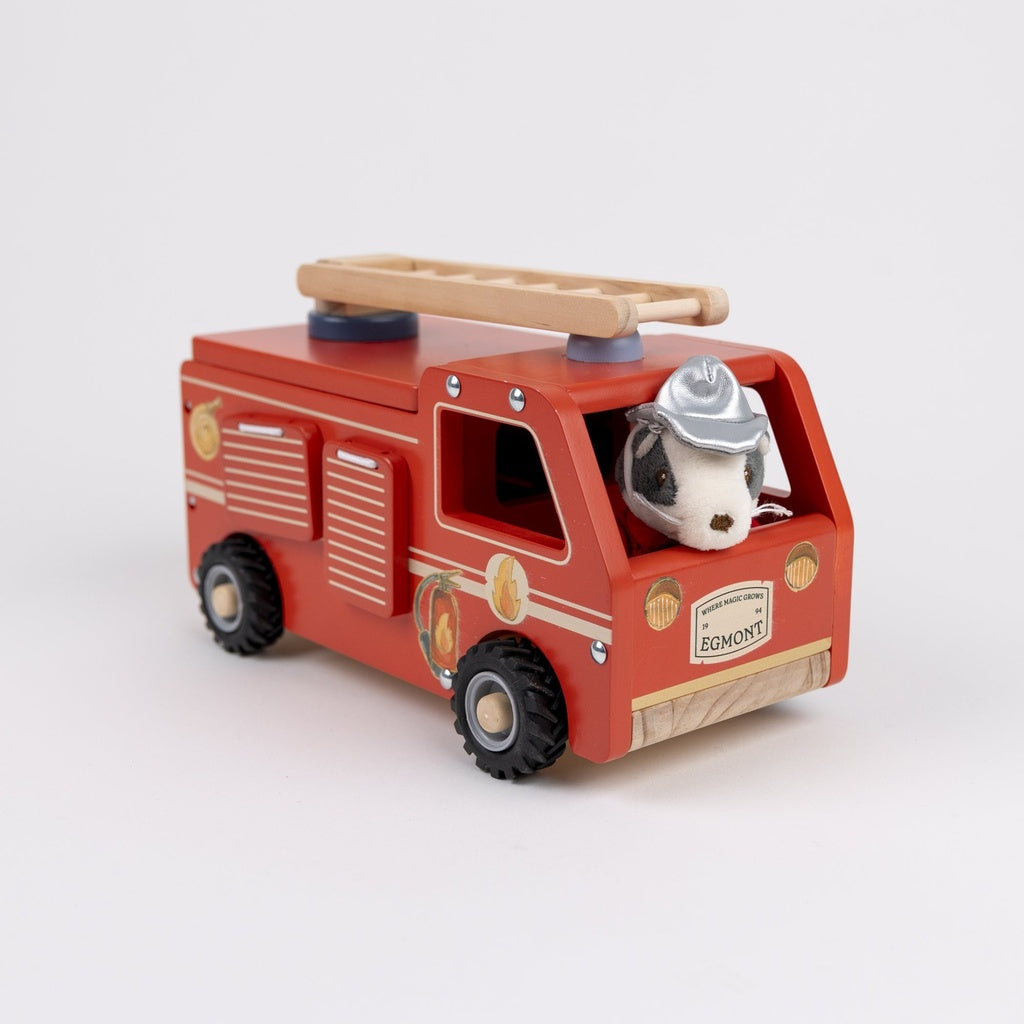 Grand camion de pompiers en bois avec figurine – Egmont