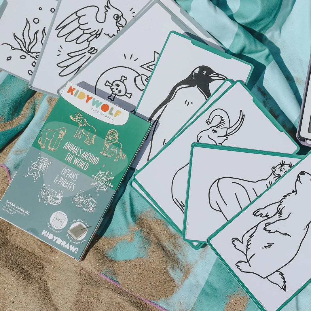 Recharge KIDYDRAW-MINI – Animaux autour du monde et Océans & Pirates – 60 cartes
