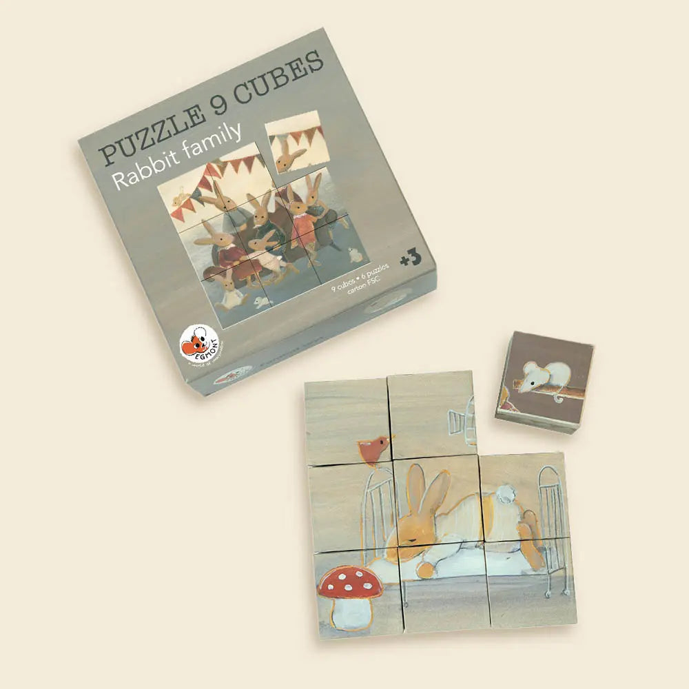 Puzzle de 9 cubes – Famille Lapin – Egmont – Dès 3 ans