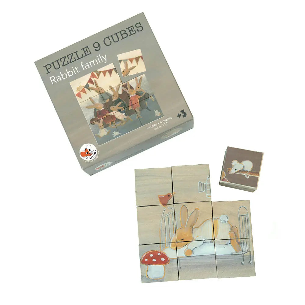 Puzzle de 9 cubes – Famille Lapin – Egmont – Dès 3 ans