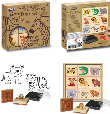 Tampons bois Animaux de la savane
