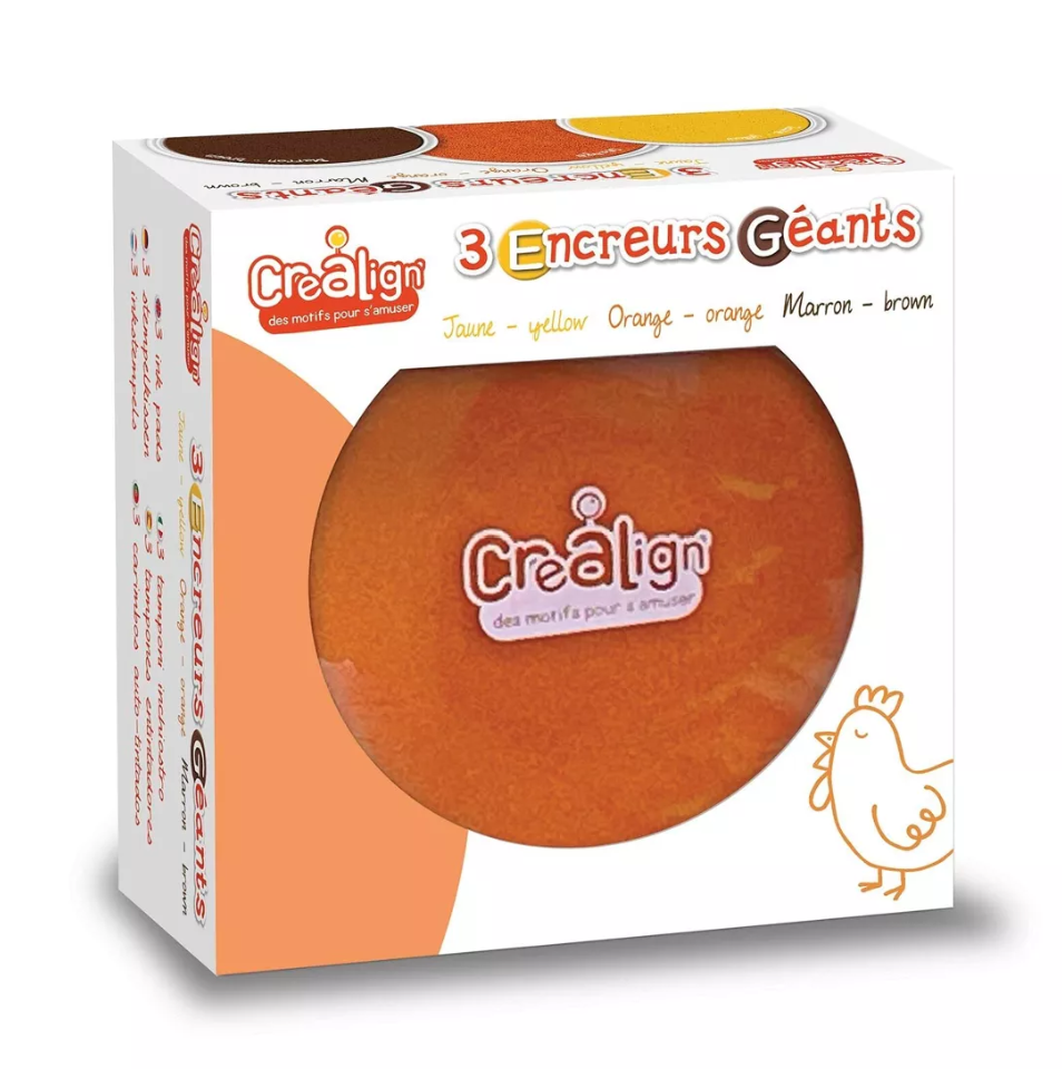 Pack 3 encreurs géants ronds : jaune, orange et marron