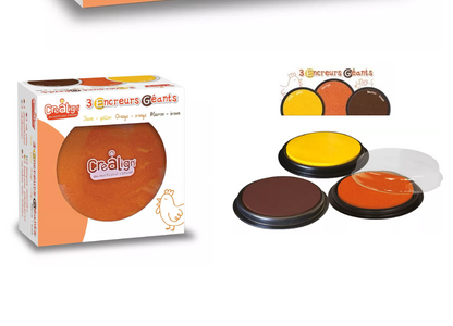 Pack 3 encreurs géants ronds : jaune, orange et marron