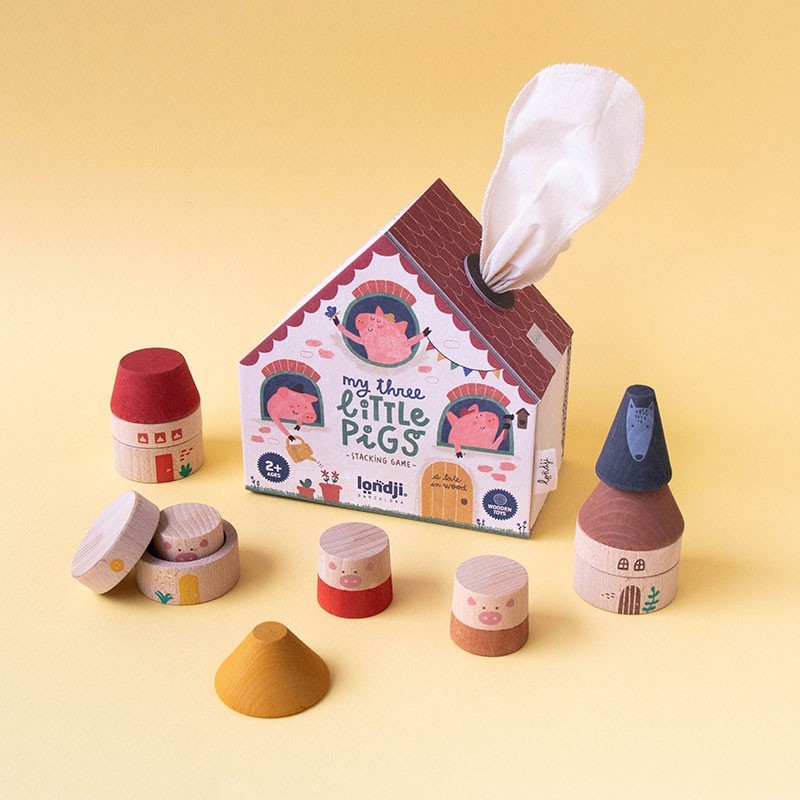 Jouet en bois - Les trois petits cochons dès 2 ans
